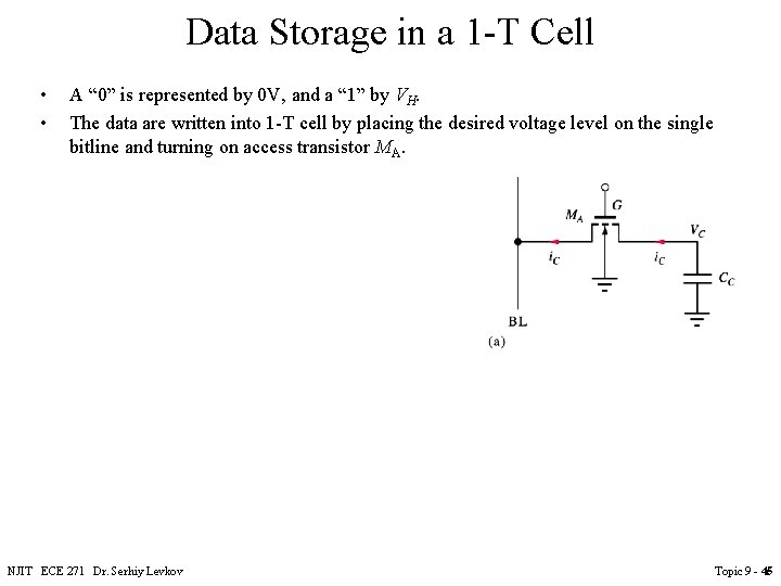 Data Storage in a 1 -T Cell • • A “ 0” is represented Data Storage in a 1 -T Cell • • A “ 0” is represented
