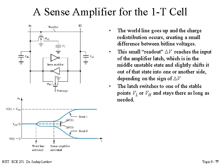 A Sense Amplifier for the 1 -T Cell • • • NJIT ECE 271 A Sense Amplifier for the 1 -T Cell • • • NJIT ECE 271