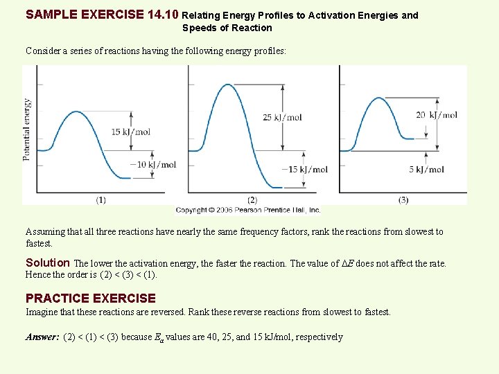 SAMPLE EXERCISE 14. 10 Relating Energy Profiles to Activation Energies and Speeds of Reaction