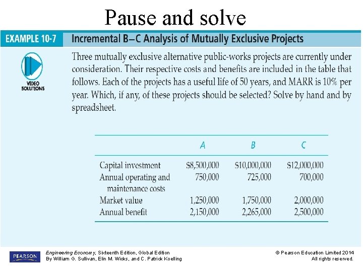 Pause and solve Engineering Economy, Sixteenth Edition, Global Edition By William G. Sullivan, Elin