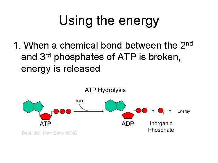 Using the energy 1. When a chemical bond between the 2 nd and 3