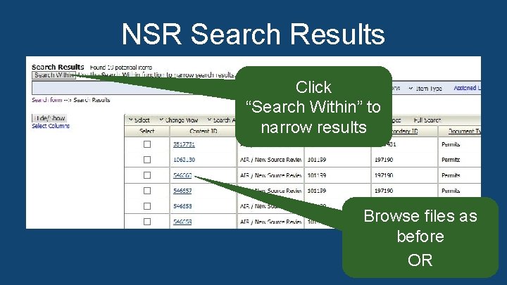 NSR Search Results Click “Search to In the NSR search results display, you. Within” NSR Search Results Click “Search to In the NSR search results display, you. Within”