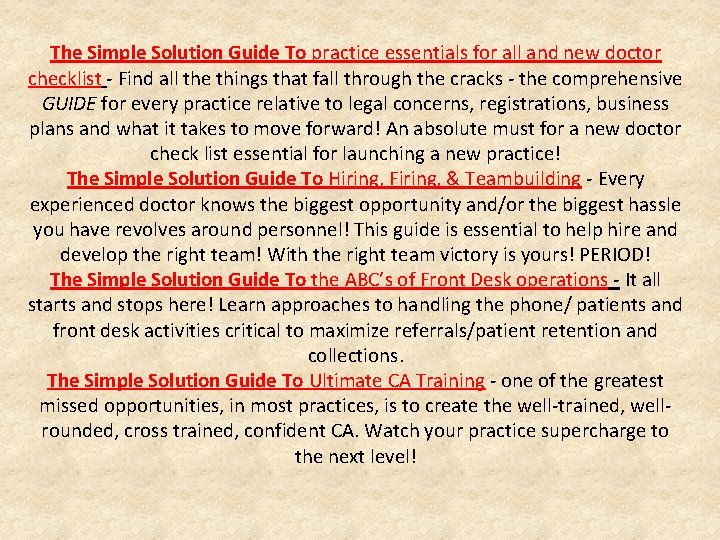 The Simple Solution Guide To practice essentials for all and new doctor checklist -