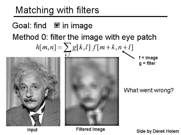 Matching with filters Goal: find in image Method 0: filter the image with eye