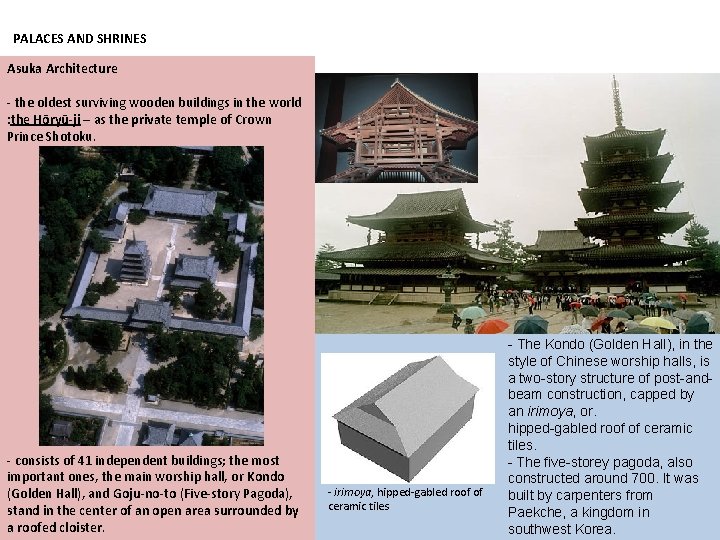 PALACES AND SHRINES Asuka Architecture Japan: Art, Architecture & Interior - the oldest surviving