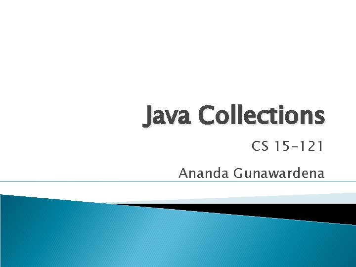 Java Collections CS 15 -121 Ananda Gunawardena 