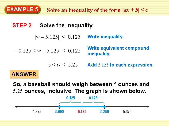 EXAMPLE 5 STEP 2 Solve an inequality of the form |ax + b| ≤