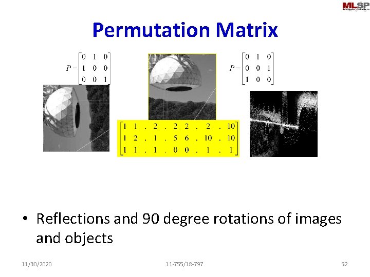 Permutation Matrix • Reflections and 90 degree rotations of images and objects 11/30/2020 11