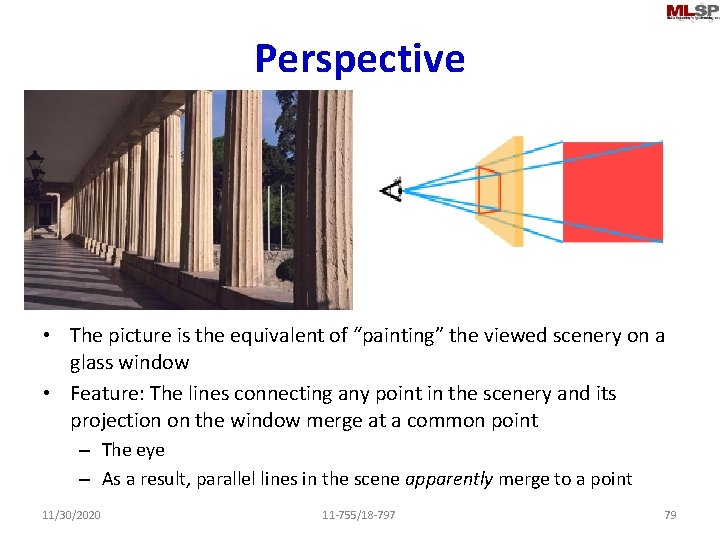 Perspective • The picture is the equivalent of “painting” the viewed scenery on a