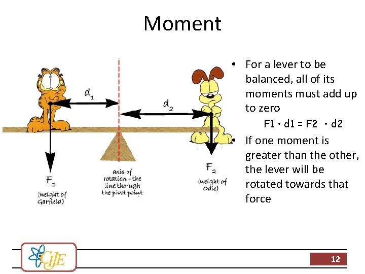 Moment • For a lever to be balanced, all of its moments must add