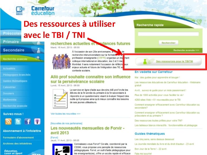 Des ressources à utiliser avec le TBI / TNI 