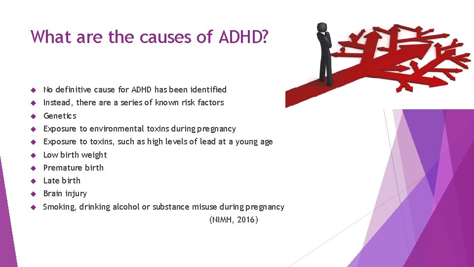 What are the causes of ADHD? No definitive cause for ADHD has been identified