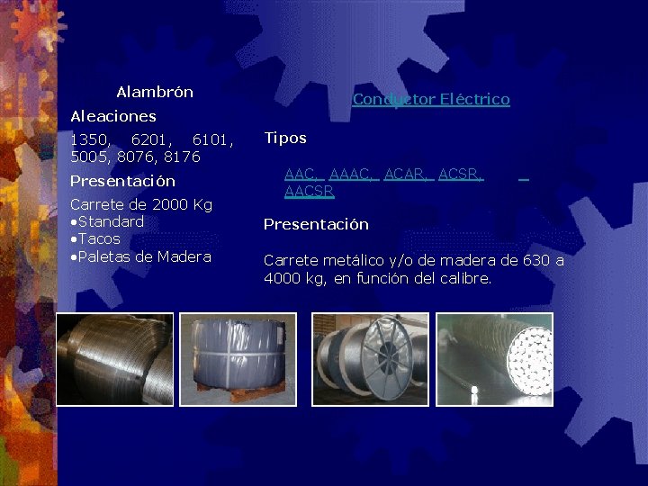 Alambrón Conductor Eléctrico Aleaciones 1350, 6201, 6101, 5005, 8076, 8176 Tipos AAC, ACAR, ACSR,