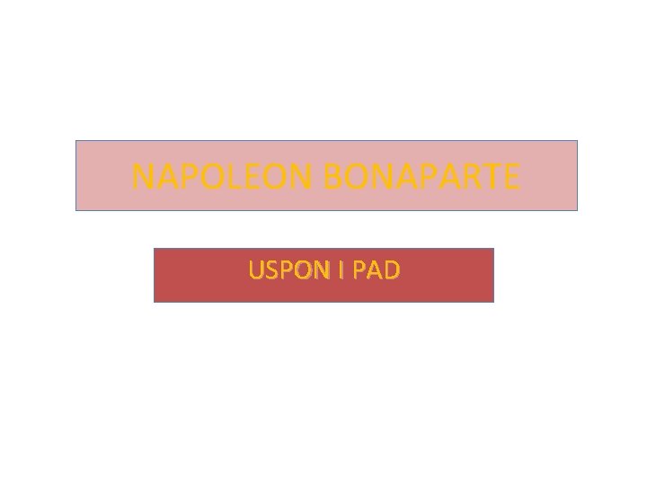NAPOLEON BONAPARTE USPON I PAD 