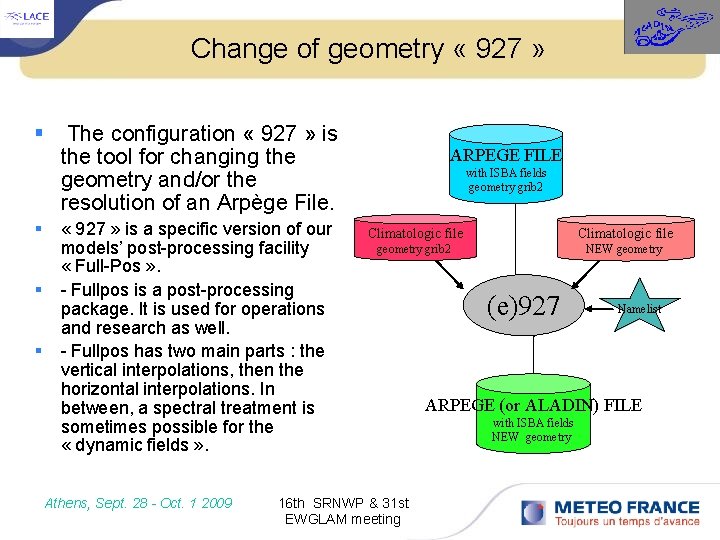 Change of geometry « 927 » The configuration « 927 » is the tool