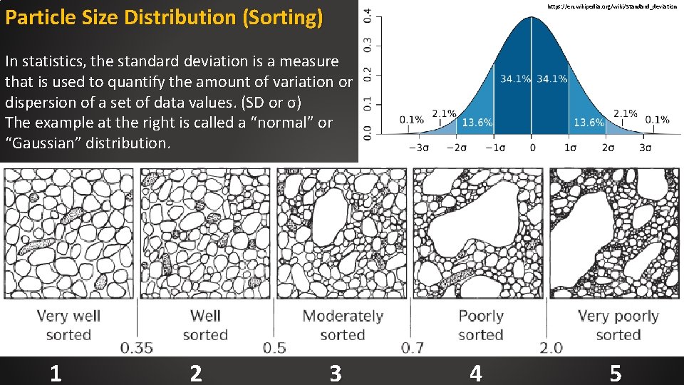 Particle Size Distribution (Sorting) https: //en. wikipedia. org/wiki/Standard_deviation In statistics, the standard deviation is