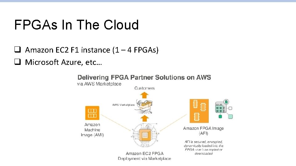 FPGAs In The Cloud q Amazon EC 2 F 1 instance (1 – 4