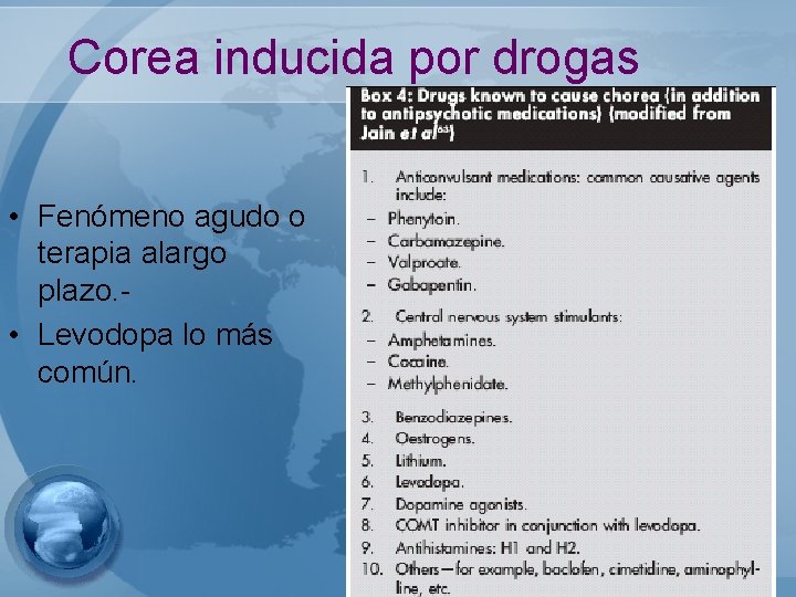 Corea inducida por drogas • Fenómeno agudo o terapia alargo plazo. • Levodopa lo