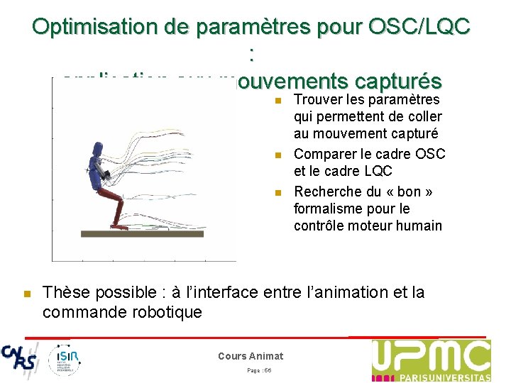 Optimisation de paramètres pour OSC/LQC : application aux mouvements capturés n n Trouver les