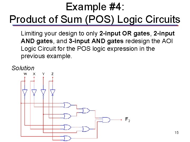 Example #4: Product of Sum (POS) Logic Circuits Limiting your design to only 2