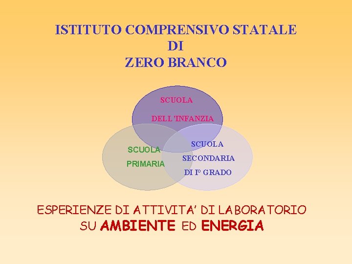 ISTITUTO COMPRENSIVO STATALE DI ZERO BRANCO SCUOLA DELL’INFANZIA SCUOLA PRIMARIA SCUOLA SECONDARIA DI I°