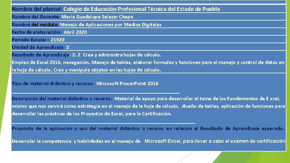 Nombre del plantel Colegio de Educacin Profesional Tcnica