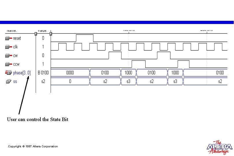 User can control the State Bit Copyright © 1997 Altera Corporation User can control the State Bit Copyright © 1997 Altera Corporation