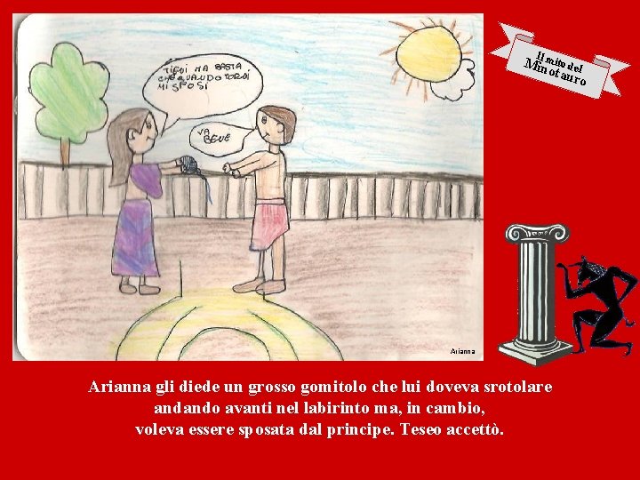 I Milnmito del otau ro Arianna gli diede un grosso gomitolo che lui doveva