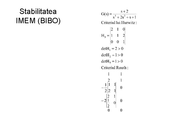 Stabilitatea IMEM (BIBO) 