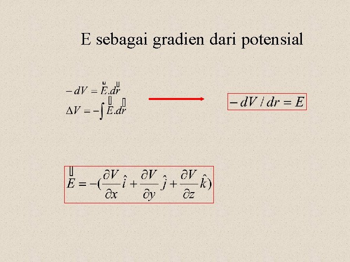 E sebagai gradien dari potensial 