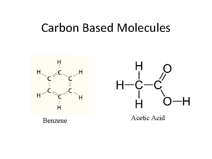 Carbon Based Molecules Benzene Acetic Acid 
