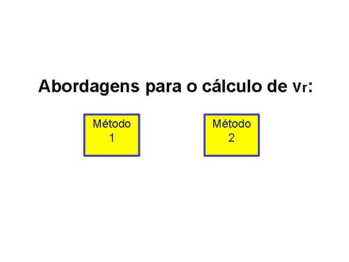 Abordagens para o cálculo de vr: Método 1 Método 2 