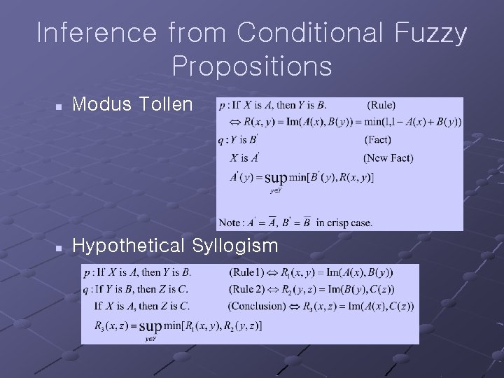 Inference from Conditional Fuzzy Propositions n Modus Tollen n Hypothetical Syllogism 