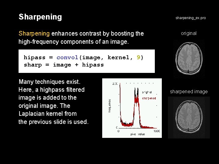 Sharpening enhances contrast by boosting the high-frequency components of an image. sharpening_ex. pro original