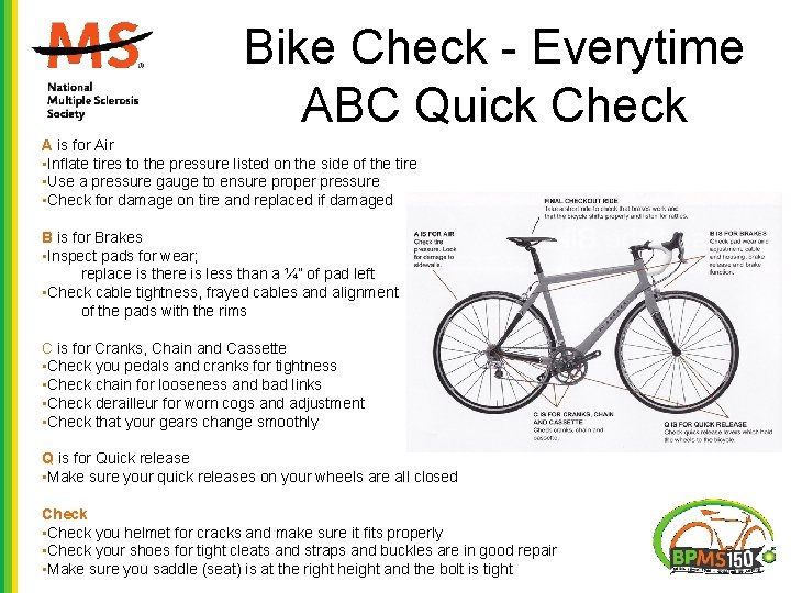 Bike Check - Everytime ABC Quick Check A is for Air • Inflate tires Bike Check - Everytime ABC Quick Check A is for Air • Inflate tires