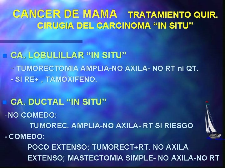 CANCER DE MAMA TRATAMIENTO QUIR. CIRUGIA DEL CARCINOMA “IN SITU” n CA. LOBULILLAR “IN