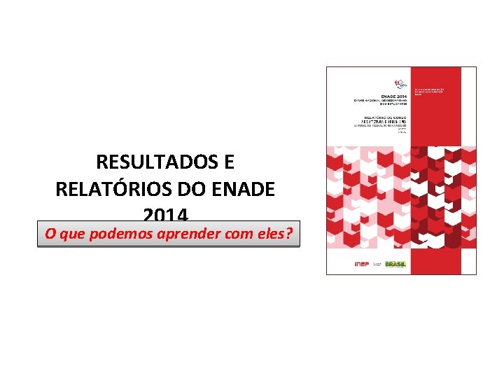 RESULTADOS E RELATÓRIOS DO ENADE 2014 O que podemos aprender com eles? RESULTADOS E RELATÓRIOS DO ENADE 2014 O que podemos aprender com eles?