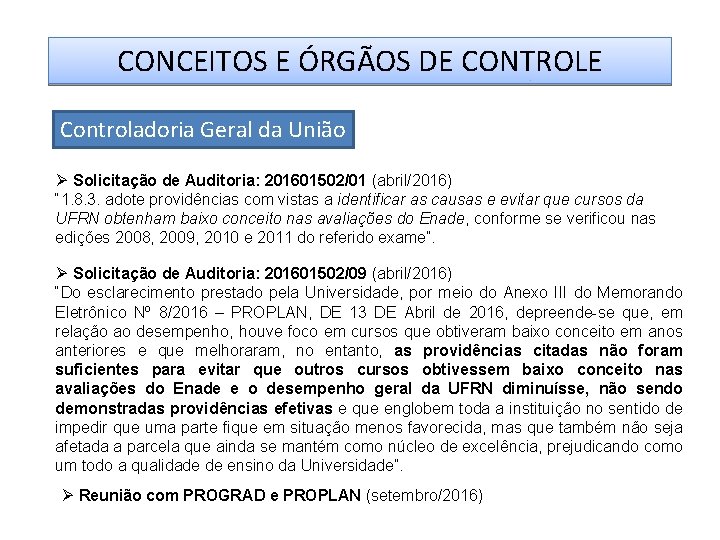 CONCEITOS E ÓRGÃOS DE CONTROLE Controladoria Geral da União Ø Solicitação de Auditoria: 201601502/01 CONCEITOS E ÓRGÃOS DE CONTROLE Controladoria Geral da União Ø Solicitação de Auditoria: 201601502/01