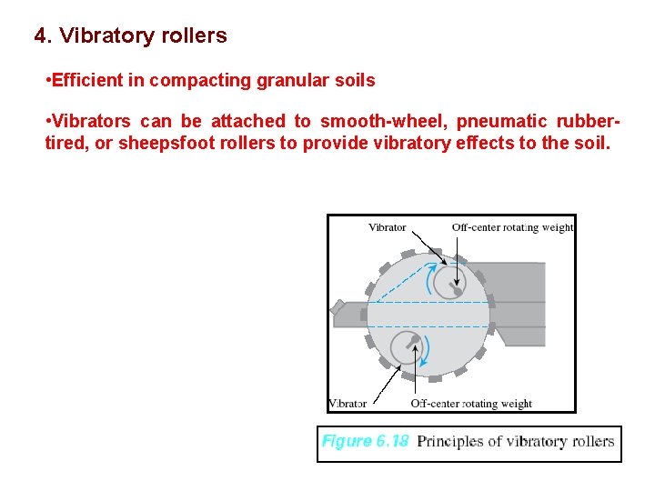 4. Vibratory rollers • Efficient in compacting granular soils • Vibrators can be attached