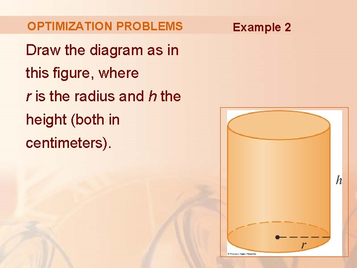 OPTIMIZATION PROBLEMS Draw the diagram as in this figure, where r is the radius