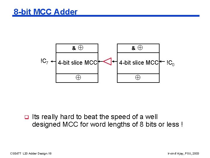 8 -bit MCC Adder & !C 7 q & 4 -bit slice MCC !C