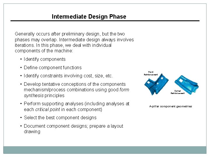 Intermediate Design Phase Generally occurs after preliminary design, but the two phases may overlap.