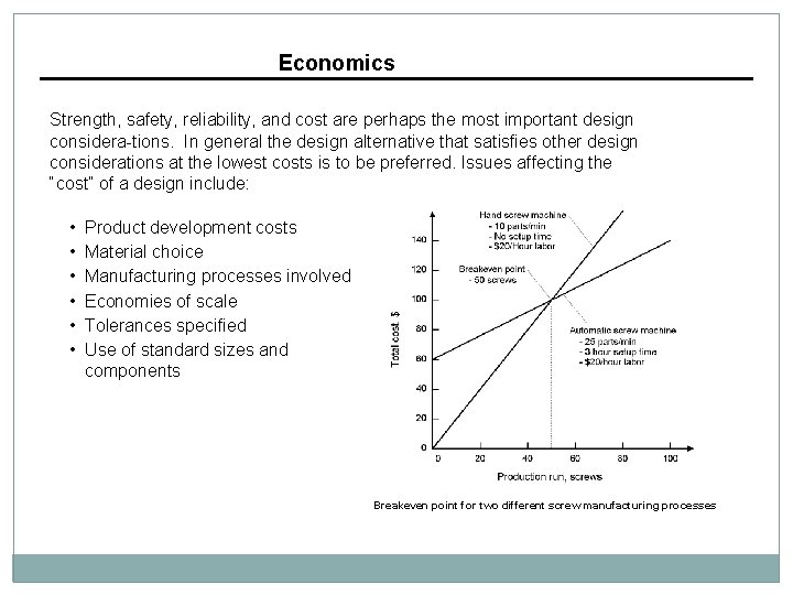 Economics Strength, safety, reliability, and cost are perhaps the most important design considera-tions. In