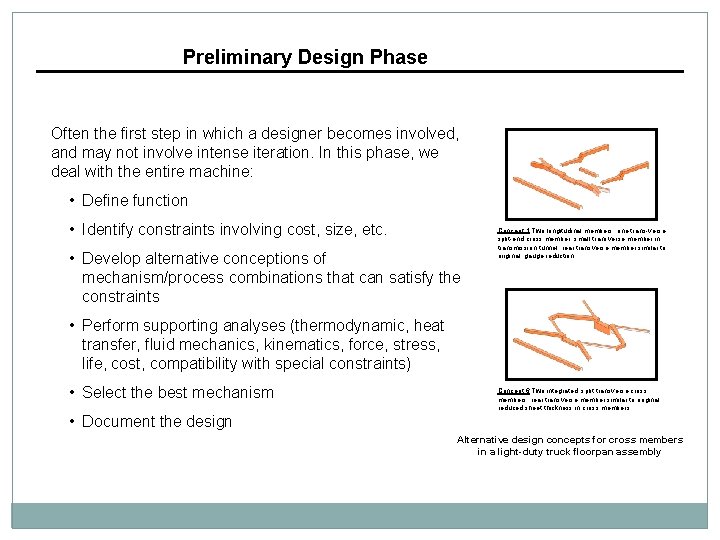 Preliminary Design Phase Often the first step in which a designer becomes involved, and