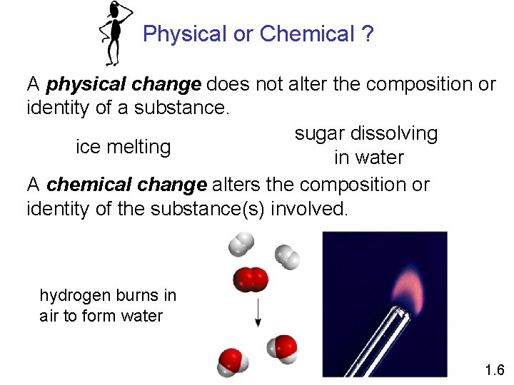 Physical or Chemical ? A physical change does not alter the composition or identity