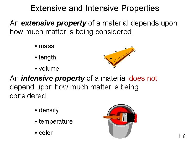 Extensive and Intensive Properties An extensive property of a material depends upon how much