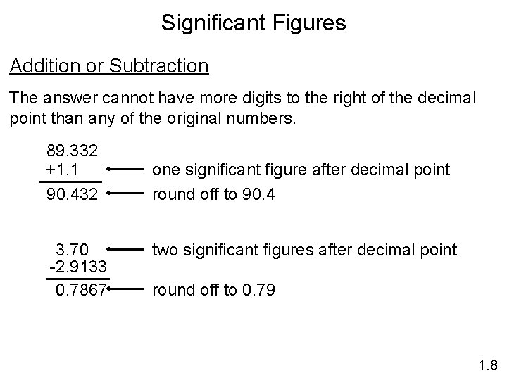 Significant Figures Addition or Subtraction The answer cannot have more digits to the right