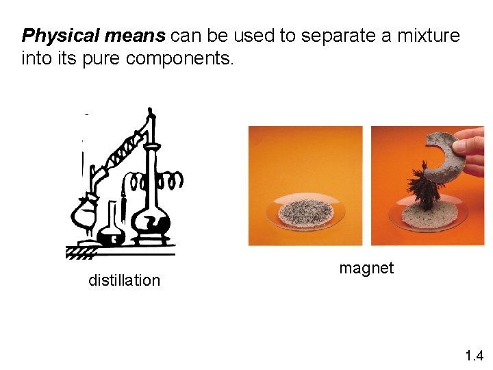 Physical means can be used to separate a mixture into its pure components. distillation