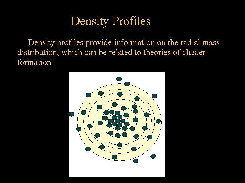 ➔ Density Profiles Density profiles provide information on the radial mass distribution, which can