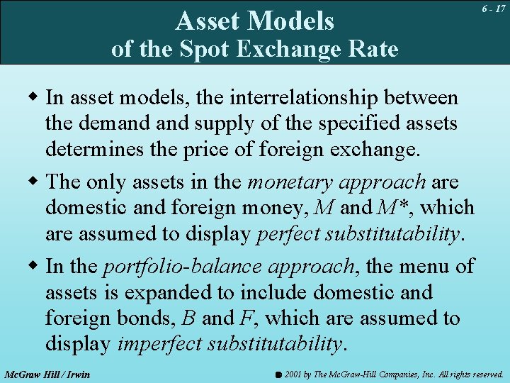 Asset Models 6 - 17 of the Spot Exchange Rate w In asset models,